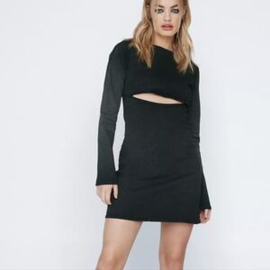 Cut Out Acid Wash Denim Mini Dress